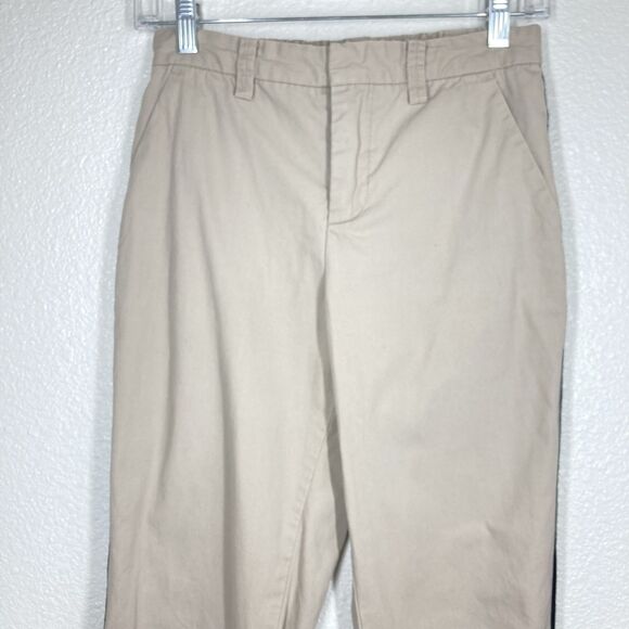 Zadig & Voltaire Pants Womens 36 Beige Tuxedo Stripe Gold Trim Casual Cotton - Picture 4 of 9